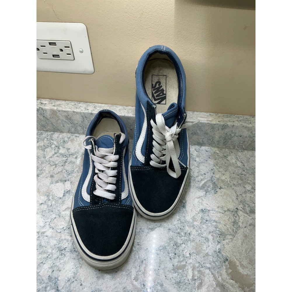 Vans Sneakers Old Skool Men 7 Women 8.5 Blue Black Suede Canvas Low Top Shoes